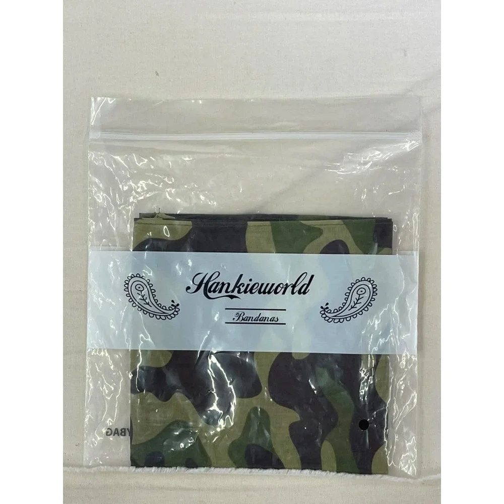 Hankieworld Camouflage Bandana Mens Woodland Camo Square Headwrap Accessory
